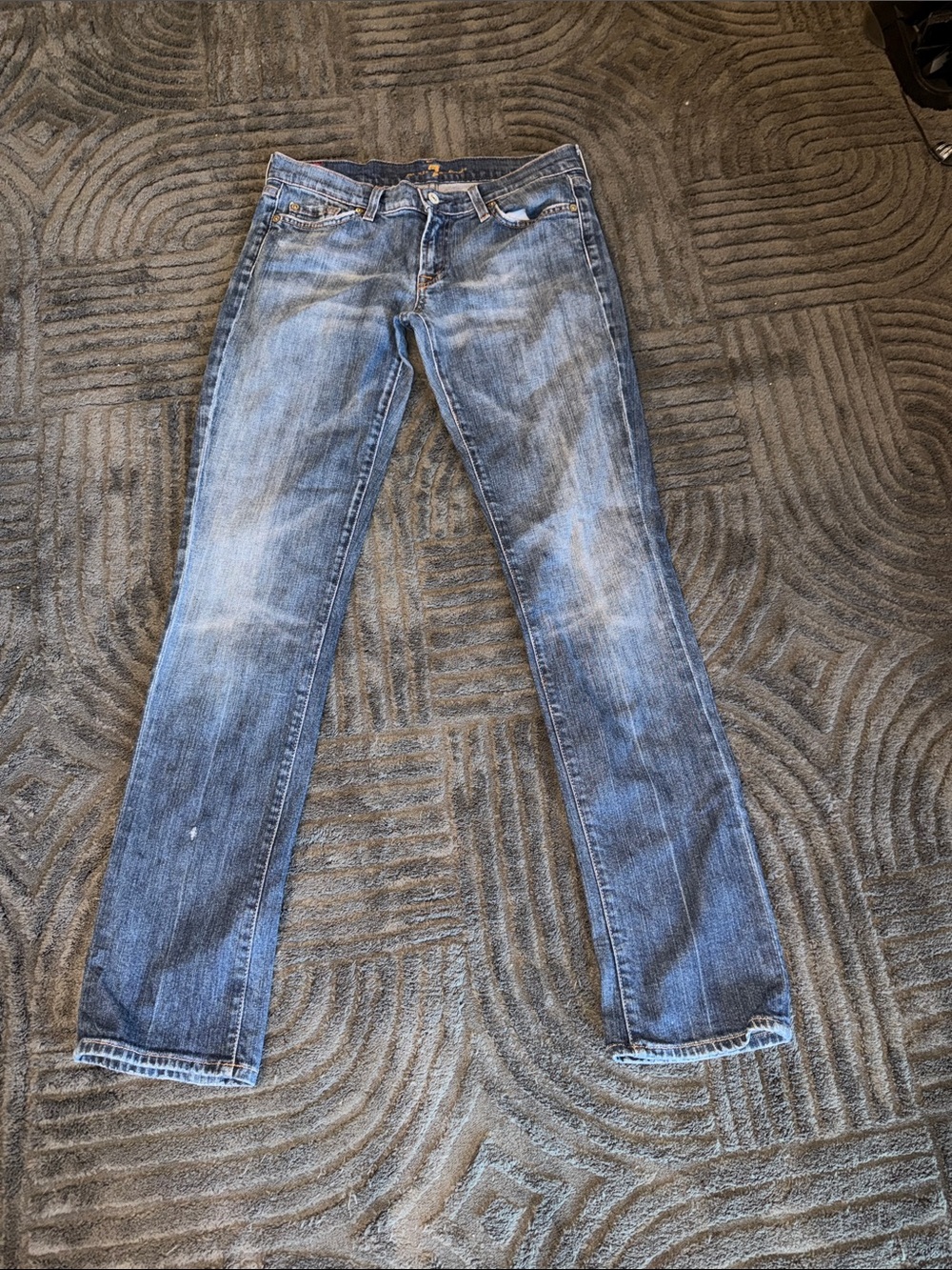 7 For All Mankind Women's Straight Leg Medium Blue Denim Jeans